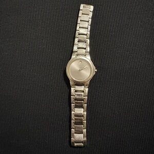 Movado Silver Watch with Pearl Face